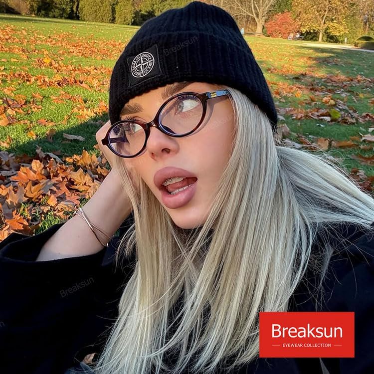Breaksun Fashion Oval Glasses for Women Men Retro Round Tortoise Frame Blue Light Glasses Nerd Eyeglasses - Image 3